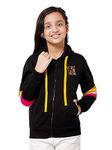 Alan Jones Clothing Cotton Zipper Hooded Sweatshirt for Girls (Black_9-10 Years)