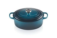 Le Creuset Signature Enamelled Cast Iron Casserole Dish with Lid - Oval, 29 cm, 4.7 Litres, Deep Teal, 21178296422430