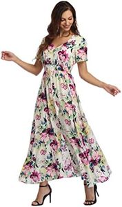 Ferrendo Women's Floral Maxi Dress Button Up Split Flowy Bohemian Party Beach Dresses, Floral-13, Small