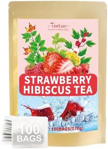 TeeLux Strawberry Hibiscus Iced Tea, Natural Hibiscus Tea with Stevia and Rosehip, Tangy & Sweet Flavor, Caffeine Free, 100 Count
