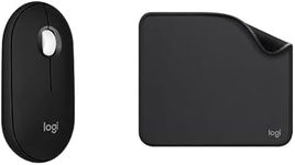 Logitech Pebble Mouse 2 M350s Slim Bluetooth Wireless Mouse, Portable, Quiet Clicks, Easy-Switch for Windows, macOS, iPadOS, Android, Chrome OS - Black + Mouse Pad - Studio Series, Graphite