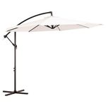 JEAREY 10ft Outdoor Umbrella Offset Patio Umbrella Cantilever Umbrella Hanging Market Garden Umbrellas with Crank & Cross Base, Cream