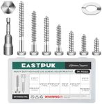 EASTPUK 74Pcs 5/16" Hex Head Lag Bolts Screws Assortment Kit, Heavy Duty Lag Screws with Washers, 304 Stainless Steel 18-8, 5/16 Bolt for Wood, Bright Finish