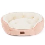 Bedsure Small Dog Bed Washable - Large Cat Beds for Indoor Cats and Puppy, Round Dog Bed Sofa for Medium Dogs with Slip-Resistant Bottom, Pink, 63x53x20cm