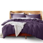 Nestl Bedding Duvet Cover 2 Piece Set – Ultra Soft Double Brushed Microfiber Hotel Collection – Comforter Cover with Button Closure and 1 Pillow Sham, Eggplant - Twin (Single) 68"x90"