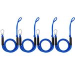 Bungee Dock Lines for Boats - Stretchable Dock Rope with Hook & Foam Float 4-5.5 ft (2 pcs) (blue-4pack)