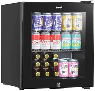 Baridi 50L Drinks Fridge/Beer & Wine Mini-fridge Cooler Table Top Fridge with LED Light & Reversible Glass Door | Bedroom Mini Bar with Lock & Key, Black - DH12