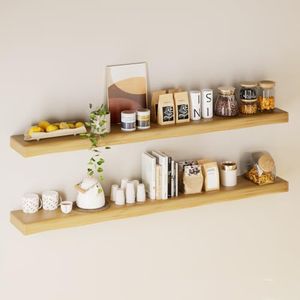 SAILUN 55in Floating Shelves for Wall 2Pack，High-End Solid Bamboo，Natural