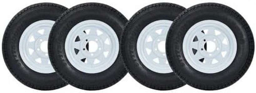 4PCS ST175/80D13 175 80 13 Trailer Tire 5 Lug, Center Bore 3.2 Inch, 6 PLY, 4 Pack ST175 80D13 Tires, Muti Function Lawn Mower & Tractor Turf Tire