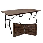 Urbancart Aluminium Portable Abs Patio Folding Table For Indoor, Outdoor, Picnic, Party, Camping - 70 X 30 Inch, Brown