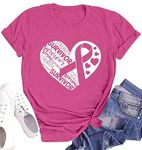 MEESHEEP Breast Cancer Shirt Women Ribbon T Shirts Cancer Survivor Heart Graphic Tee Shirt Breast Cancer Awareness Tops