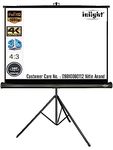 Inlight Cineview 8 Ft - Width x 6 Ft - Height Tripod Projector Screen, Supports Full HD 1080 P, UHD-3D-4K-8K Technology, 120 Inch Diagonal 4:3 Ratio, Comes with Stand(White)