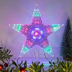 EPARTY-1pcsChristmas Tree Tips Stars Shiny Christmas Decoration Transparent LED Glow Tree Topper Christmas Tree Star Party Holiday Decoration Durable and Useful Attractive Processed