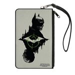 Buckle-Down DC Comics Wallet, Zip Clutch, The Batman Movie Batman and Riddler Poses and Logos Cityscape, Canvas, Batman, 8" x 5", Casual