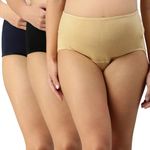 Morph Maternity Hygiene Panties | Hygiene Anti-Bacterial, Anti-Microbial & Moisture Wicking | Full Coverage | Soft Comfy Cotton | Pack of 3 | Skin, Black,Navy Blue | L