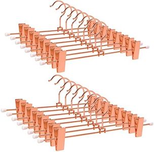 Amber Home 24 Pack Rose Copper Gold Metal Pants Skirt Hangers with Clips, Adjustable Clip Metal Trouser Hangers, Clip Hangers for Jeans Pants Heavy Duty (24 Pack)