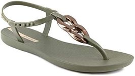 Ipanema Women's Class Connect Sandals - Comfortable and Trendy Open Toe T-Strap Sandals with Adjustable Back Strap Closure, Green, 11