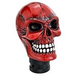 Arenbel Skeleton Car Shift Lever Knobs Handle Skull Gear Shifter Stick Head Replacement Fit Regular Manual Automatic Transmissions, Red