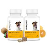 Petroyale Multivitamin Chews for Dogs - Dog Multivitamin Tablets - Dog Health Supplement - Daily Supplements for Dogs - for Growth, Stamina, Strength, Fur & Immunity - Pack of 2