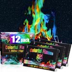 Fire Color Changing Packets [12Pack]，Color Fire Packets for Outdoor Campfires, Fire Pits, Fireplaces, Colorful Flames, Long Burn Time, Safe, Magic for Child