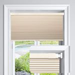 LazBlinds Cordless Cellular Shades, No Tools No Drill Blackout Honeycomb Shades Pleated Blinds for Windows, 35" W x 64" H, Soft Cream