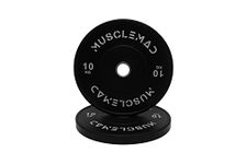 olympic Bumper Plates Set - Olympic Weightlifting Weight rubber Plates Barbell Weights for Training and Workout at Home Gym by MUSCLE MAD, 2 x 10kg