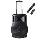 Fenton FT15LED Portable Speaker with Microphone - Bluetooth Party Speaker with LED Lights, PA Speaker with Bluetooth and Wireless Mic, PA & Stage, Portable PA Systems, Portable PA Speaker