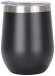 Gteller 12 oz Stainless Steel Wine Tumbler Stemless Glasses with Lid, Double Wall Insulated Travel Mug Perfect for Wine, Coffee, Drinks, Champagne, Cocktails(Black)