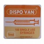 Dispovan Disposable 1ml 26x0.5 syringe/injection syringe/medical syringe with medical needle (Pack of 100)