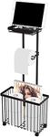 INDIAN DECOR 38563 Space Saving Freestanding Toilet Paper Holder Toilet Tissue Rack Scroll Stand Roll Dispenser with Storage Shelf Reserve for Phone Tablet Magazine Bathroom Organizer (Black)