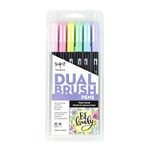 Tombow 56213 Dual Brush Pen Art Markers, Pastel, 6-Pack. Blendable, Brush and Fine Tip Markers