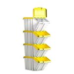 Barton Storage Container Bin 50L 30kg Load W390xD630xH340mm White and Yellow Lid Ref 052106/4 [Pack of 4]