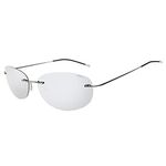 RONSOU Ultra-light Rimless Pure Titanium Colorful Fashion Polarized Sunglasses for Men and Women Gray Frame Silver Lens (Mirrored)