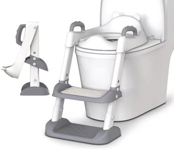 Potty Training Seat with Step Stool Ladder, Adjustable Kids Toilet Seat with Splash Guard & Safety Handles, Anti-Slip Foldable Potty Chair for Toddlers Boys Girls, Universal Fit for Standard Toilets