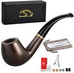 Joyoldelf Ebony Tobacco Pipe Set - Handmade Wood Tobacco Pipe Kit for Beginners, Complete Tobacco Pipe Accessories Set with Gift Box