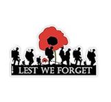 2 Pack - We Remember Soldiers Showing Respect and Gratitude Remembrance Sunday Lest We Forget Remembrance Day Sticker, Mug, Poppy Flower Decal, Car, Window, Fridge, Laptop Sticker (Small)