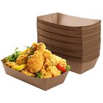 YIQXKOUY 100 Pack Kraft White Disposable Paper Food Tray Grease Resistant Boats Food Container Boat Basket for Snack Tacos Nachos Fries Corn Hot Dogs Ice Cream and Chicken(Brown)