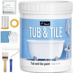 DWIL Tile Paint, Tub and Tile Refinishing Kit with Tools, Water-based Bathtub Paint - Low Odor Bathtub Refinish Kit, Easy to Use Bathroom Kitchen, 25-30sq.ft, 16.5oz, Semi-Gloss White