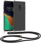 kwmobile Crossbody Case Compatible with Samsung Galaxy S9 Case - Clear TPU Phone Cover w/Lanyard Cord Strap - Transparent/Black