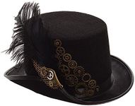 GRACEART Steampunk Black Feather Gears Top Hat (None Rose)