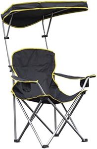 Quik Shade Extra Wide Folding Camp Chair with Tilt UV Sun Protection Canopy, Black