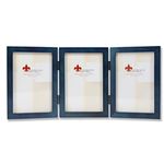 Lawrence Frames 755746T Hinged Triple Blue Wood Picture Frame, Gallery Collection, 4 by 6-Inch