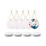 PYD Life 25 PCS Sublimation Ceramic Ornament Bulk 2.75 Inch Round Blank Ornament with Gold String for Crafting DIY Personalized Christmas Home Decor Bulk