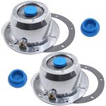 iBroPrat 2pcs 343-4195 Aluminum Hub Cap for Trailer Axle, 3434195 6 Holes Hub Caps with Side Pipe Plugs Gaskets and Extra 2pcs Blue Rubber Plugs