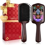 SIMETRA Wooden Paddle Hair Brush Unique Pattern Hair Brushes for Women Wet Brush Detangling Brush Guinean Ovangkol Hardwood Bristles for Scalp Massage for Men Kids for All Hair Types Gift (Turtle)