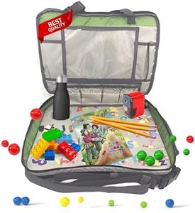 Kids Travel Tray - Essential 3 in 1 Convenient Convertible Car Seat Travel Tray for Kids - Organizer (Gray & Lime Green)