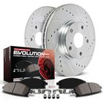 Power Stop K2915 Front Ceramic Brake Pad and Cross Drilled/Slotted Combo Rotor One-Click Brake Kit