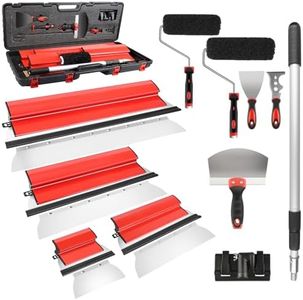 suokoun Drywall Skimming Blade Set with Portable Case, 10”+16”+24”+32” Skimming Blades, 7”+9” Drywall Compound Rollers, a Extension Handle and Three Drywall Tools for Drywall/Plaster/Wallboard