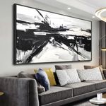 Wall Art Abstract Canvas Painting Black and White Modern Artwork for Living Room Bedroom Dining Room Home Office Decor 20"x40" with Framed