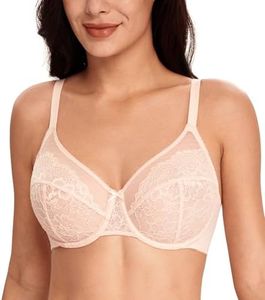 Lemorosy Sujetador Reductor Minimizador para Mujer Copa Completa con Aros Encaje para Talla Grande (Rosa,100D)